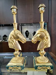 Buy Soher Horse Head Gold Gilt Bronze Pair Lamps 20.5  • 2,089.14£