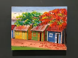 Buy Unframed Box Canvas Framed Oil Painting Of Colourful Beach Huts, Signed M Perez • 9.99£