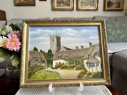 Buy Vintage Original Painting English Village Godshill Church Ornate Golden Frame • 28£
