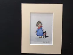 Buy Aceo Original Watercolour Painting By Toni Little Girl ,and Black Cat • 6.30£
