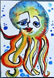 Buy ACEO OCTOPUS Original Watercolor Painting Mini Art NO SHOES FOR YOU Tarrantts • 8.20£