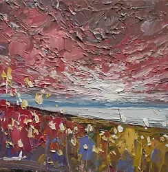 Buy Pink Clouds Oil Painting Vivek Mandalia Impressionism 8x8 Original Collectible • 0.99£