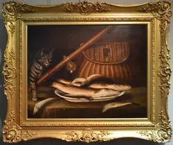 Buy Beautiful 19thc Oil On Canvas  Cat With Fish Attributed To Horatio Henry Couldry • 3,950£