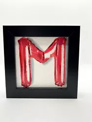 Buy M Letter Balloon Oil Painting Original Framed Helium Red Artwork Effordable Gift • 50£