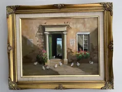 Buy Deborah Jones. Original Vintage Oil Painting  Classical Doorway Chickens & Cats • 85£