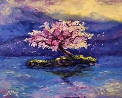 Buy Cherry Blossom Painting Sakura Tree Original Art Landscape Oil Painting 8x10 In • 39.06£