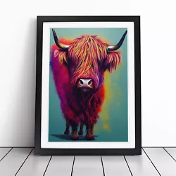 Buy Colourful Highland Cow No.3 Wall Art Print Framed Canvas Picture Poster Decor • 24.95£