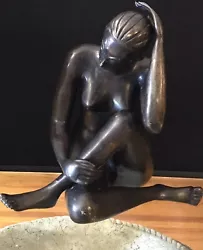 Buy Bronze “woman Contemplating” -15” High Tabletop Centerpiece/garden/poolside Art • 1,416.11£