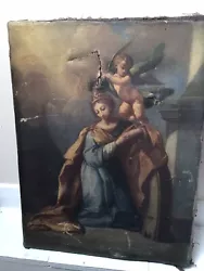 Buy 18th Century C1740-60 Oil Painting Mourning Scene Mary Cherub To Restore • 275£