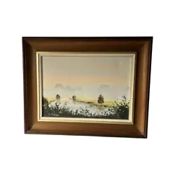 Buy H Mallet Oil Painting On Canvas Vintage Framed Landscape River Pastels Dusk • 60£