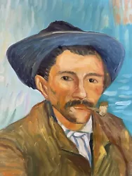 Buy Vintage Van Gogh Style Oil Painting Portrait On Canvas • 30£