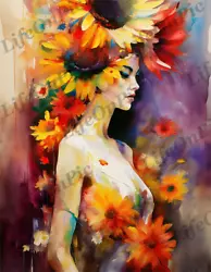 Buy Wall Art, Digital Image Photo Wallpaper Background Women Flower Painting • 1.41£