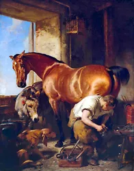 Buy Edwin Landseer CANVAS PRINT Horse Farrier Poster 16 X12  • 12.12£