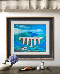 Buy Bob Ross Style Oil Mountains Painting Large Art Harry Potter Bridge Acrylics • 378£