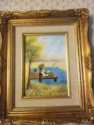Buy Enamel Painting On Copper Signed By The Artist J. Kooper Fishing Scene Framed • 62.02£