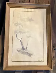 Buy 1965 Vintage Original Watercolor Painting Of A Tree Deep Framed & Signed Ann 65 • 29.21£
