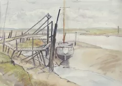 Buy Boat At Skippool Creek Nr Fleetwood - Original Watercolour By Stanley Warburton • 89£