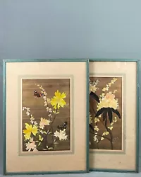 Buy Art Deco Mixed Media Paintings Flowers And Butterflies 1929 • 160£