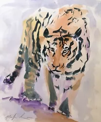 Buy ORIGINAL  Watercolour Tiger PAINTING  36cm X 28cm Marilyn Allis • 39.99£