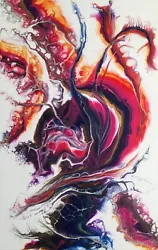 Buy Original Acrylic Pour Painting On Canvas  Fluid Art Modern Wall Decor 22x14  • 73.14£