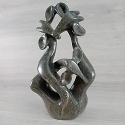 Buy Semi Precious Serpentine Sculpture Family Group Of 3 Giraffes Kissing Figurine • 49.99£