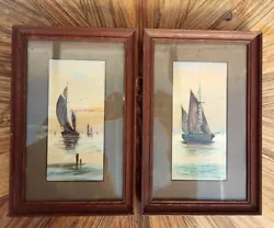 Buy Pair Of JACK HOOPER Signed Antique Vintage Artwork Paintings In Wood Frame  • 120£