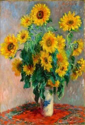 Buy CLAUDE MONET CANVAS PICTURE PRINT WALL ART - Bouquet Of Sunflowers • 17.95£