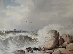 Buy William Bennett 1811-1871 Watercolour Waves Crashing  Near Hastings  C1860 • 14.99£