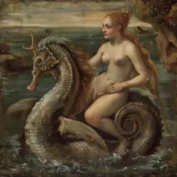 Buy Maritime Painting, Nude Seahorses Neptune Daughter • 13.52£