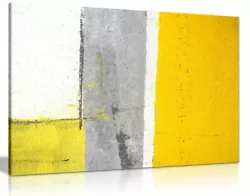 Buy Office Decor Grey And Yellow Abstract Art Painting Canvas Wall Art Picture Print • 19.99£