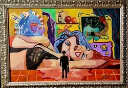 Buy ORIGINAL  La Bella Luna  Picasso Style Abstract Colourful Mendoza OIL PAINTING • 18,500£