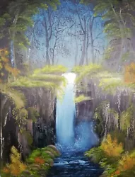 Buy Deep Forest Falls Bob Ross Style Painting Oil On Canvas 18inch X 24inch Approx. • 55£