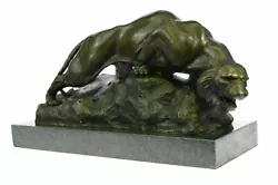 Buy Large Bronze Black Panther Cat Cheetah Lion Sculpture Statue Figurine Artwork • 189.33£