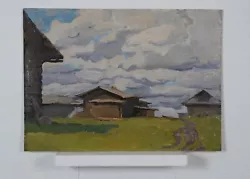 Buy Village Landscape Oil Painting, Rural Landscape, Vintage Artwork, Clouds Art • 189£