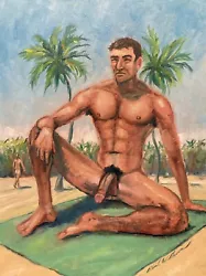 Buy Original Gay Male Interest Art Oil Painting By Daniel W Green Nude Man Beach • 239£
