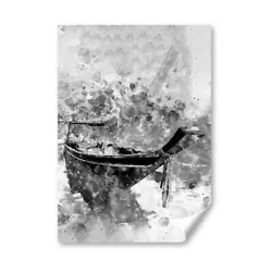 Buy A4 - BW - Thai Boat Thailand Painting Art Poster 21X29.7cm280gsm #42608 • 4.99£