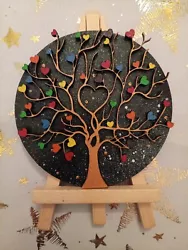 Buy Small Circular Rainbow Tree Art With Easel Stand  • 8.50£