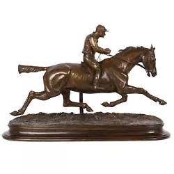 Buy French Bronze Sculpture Of Jockey & Stallion Horse By Jules Bennes, 20th Century • 6,078.07£