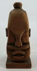 Buy Hand Carved Folk Art Unfinished Wood Carving - Man's Head Figurine Marked 'II' • 41.37£