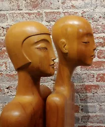 Buy 1930s Art Deco Carved Wooden Mannequin Busts-a Pair • 4,956.30£