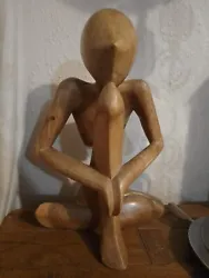 Buy Vintage Abstract Wood Carving Figure Yoga Pose Hand Carved Praying Man Sculpture • 9.99£