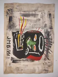 Buy Jean-Michel Basquiat Painting Drawing On Old Paper Signed Stamped 5 • 83£