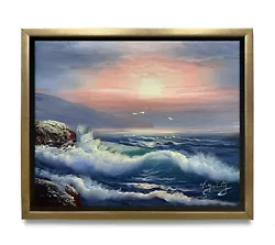 Buy Hungryartist -Original Oil Painting Of Sunset Ocean View On Canvas 8x10 Framed • 64.83£