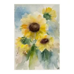 Buy Original Watercolor Art Sunflowers Painting Yellow Flowers Art Floral Painting • 31.42£