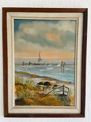 Buy Vintage Oil Painting On Canvas, Sail Boat By The Beach, Signed & Framed • 20£