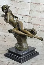 Buy Art Deco Nude Erotic Nymph Bronze Statue Figure Marble Sculpture Figurine Gift • 125.33£