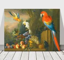 Buy JAKOB BOGDANI - Birds & Fruit - CANVAS ART PRINT POSTER -Parrot Cockatoo- 36x24  • 28.98£