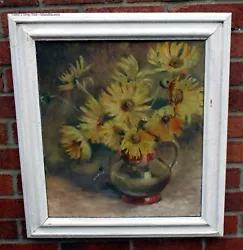 Buy Edwardian Antique Original Oil Painting On Canvas Still Life Sunflowers Framed • 135£