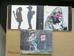 Buy Banksy Wooden Plaques X 6-size Approx 7 3/4  X 6  X 1/2 - Photo / Details---n24 • 12£