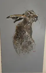 Buy Hare With Head Turned By Norfolk Local Artist - Ryan -Tall Picture On Board New • 15£